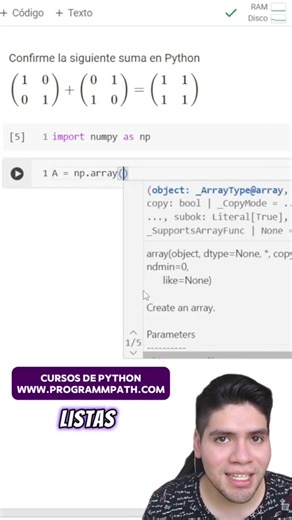 🔢 Hoy te mostramos cómo sumar dos matrices de forma sencilla y eficiente en Python. ➕🖥️