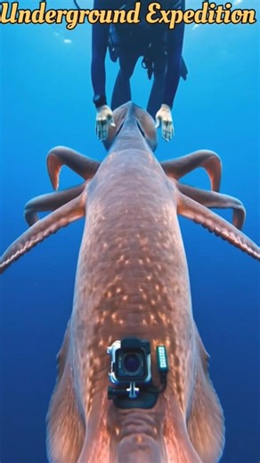 What a Giant Squid Sees in the Deep Ocean 🌊 POV Camera#shorts #viral