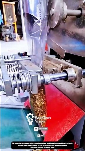 Granola Bar Extrusion and Cutting Process in Continuous Food Production Line