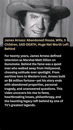 James Arness: Abandoned House, Wife, 3 Children, SAD DEATH, Huge Net Worth Left Behind #shorts