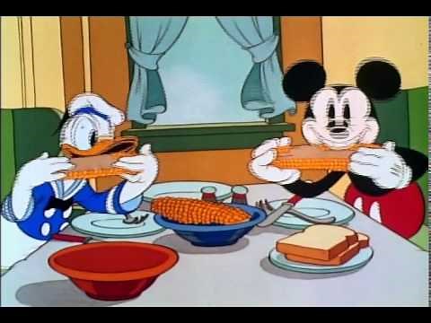 Mickey and Donald Eating Corn