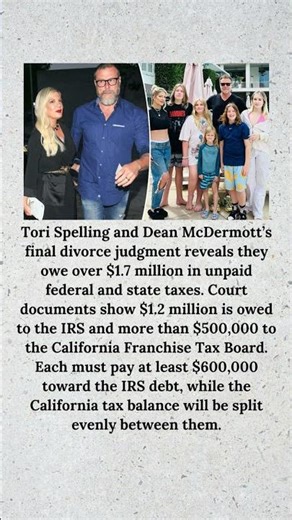 Tori Spelling and Dean McDermott’s staggering 7-figure tax debt revealed in divorce settlement