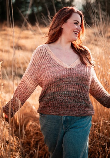 The easiest way to understand brioche is that every stitch has a partner. You create the partner with a yarn over, and later you knit them together. That's what gives it that thick, dynamic texture. Our new stashbuster Hearthside Pullover uses simple two-color brioche to blend your stash into a plush, cozy V-neck sweater. It's rhythmic, perfect for leftovers, and such a satisfying way to watch your favorite yarns play together. Explore the pattern now on Ravelry and woolandpine.com 🧶 #knittingp