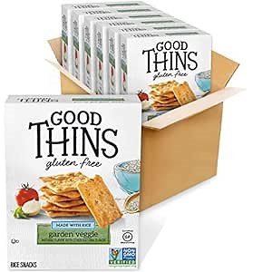 Good Thins Garden Veggie Rice Snacks Gluten Free Crackers, Bulk Snack Crackers, 6 - 3.5 oz Boxes