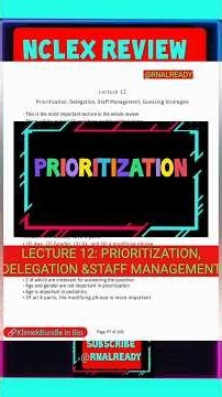 Mark Klimek Lecture 12 Notes Prioritization, Delegation & Staff Management.#NclexRn