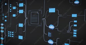 Data structure of network with folders and files on large LED wall