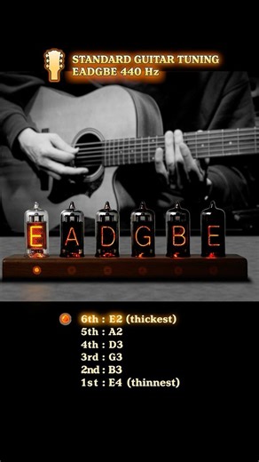 Guitar Tuning: Standard E (EADGBE) - Reference Tones (Vintage Nixie Tube Tuner) Perfect Pitch 440 Hz