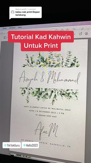 Tutorial Kad Kahwin Untuk Print