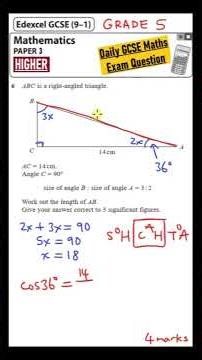 GCSE Maths Higher - Daily Exam Question - Day 128 (Ratio & Trigonometry with SOHCAHTOA)
