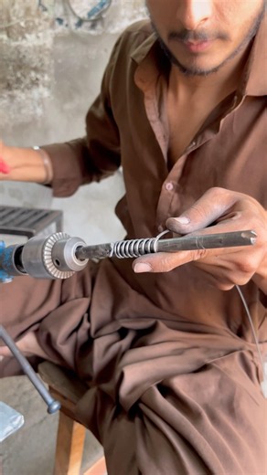 Simple Iron Wire Spring Making on Drill Machine | Easy DIY Spring Project #shortsvideo