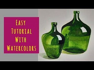 How to paint realistic glass bottles? with watercolors | Easy - Beginner