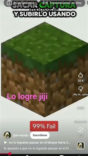 te apuesto a que no puedes pausarlo en el bloque de tierra #minecraft