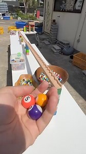 3 marble run billiard balls ☆ Colorful long wave wooden slope & yellow circular slope | Marble gumi