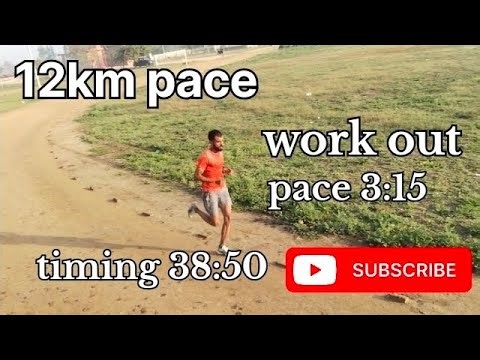 12km pace work out pace 💪 3:15 timing 38:50