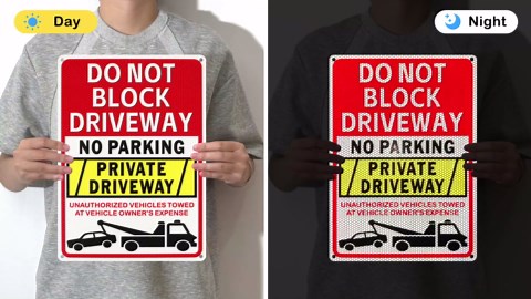1PC Do Not Block Private Driveway Sign, 10 x 14 Inches Unauthorized Vehicles Towed at Vehicle Owner's Expense Signs, Engineer Grade Reflective Sheeting, Rust Free Aluminum, UV Protected, Weather Resistant - 4 Pre-drilled Holes
