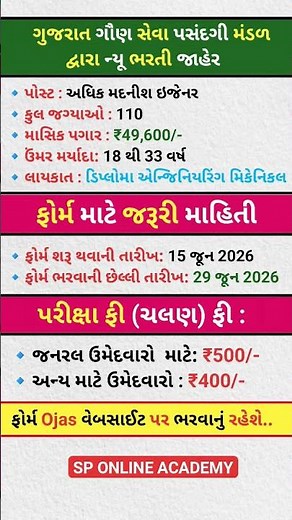 GSSSB Recruitment 2026 | Additional Assistant Engineer Vacancy | 110 Posts | OJAS Apply Online |