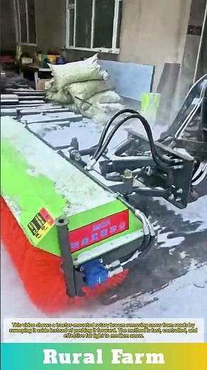 Tractor Snow Sweeper in Action Clearing Roads with a Rotary Broom: How to Efficiently Clear Snow