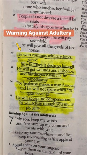 1.2M views · 9.3K reactions | Warning against Adultery Proverbs 6:32-35 #Jesus #bibleverse #TrustGod #Warning #adultery #fbreelsvideo | The Bible Verses | Facebook