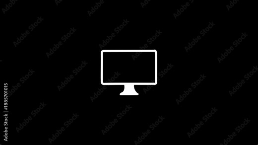 Abstract white loading bar circle with monitor icon animated background 4k video in computer monitor screen. black background.