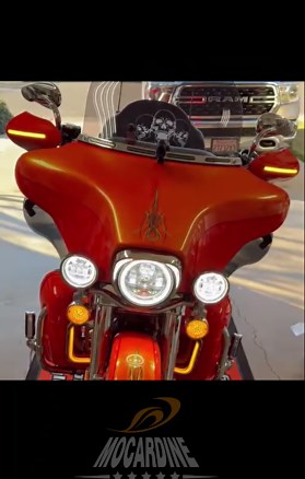 Color-Matched LED Handguards for Harley H-D softail Touring 2024- Boost Safety & Style with DRL, Indicators Sharkskin Blue