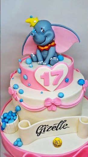 cake tema dumbo icing #dumbo #cakecantik #cakedecorating