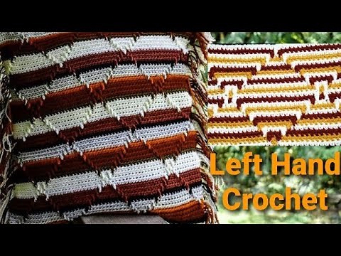 Left Handed Crochet Navajo Diamond Pattern Part 1 of 6. (Correction, chain 146 for a 60" x 40")