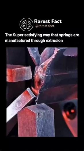 Rarest Facts | Educational Videos 🧠 on Instagram: "Springs are manufactured by feeding high-strength steel wire from a spool into an automated coiling machine that bends and winds the wire into the desired shape. Once the coils are formed, the spring is heat-treated to relieve internal stress and restore elasticity. Depending on the type, the ends may be ground flat for stability, and the surface is often shot-peened with tiny steel beads to improve durability and fatigue resistance. The spring