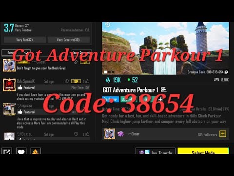 GOT ADVENTURE PARKOUR 1 🏝 BGMI WOW PARKOUR ( Code: 38654) Full Guide & Gameplay 🔥 