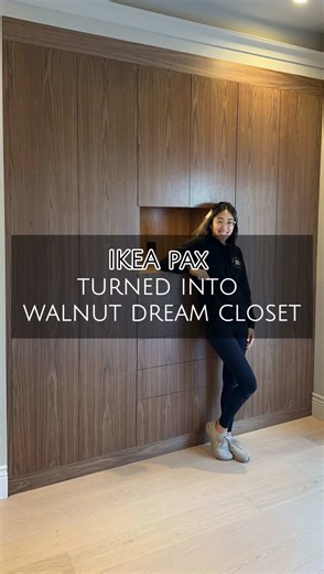 Modern Walnut Closet Design with IKEA PAX Units