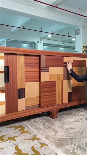 Artistic Sideboard with LED Strip Lighting for Storage