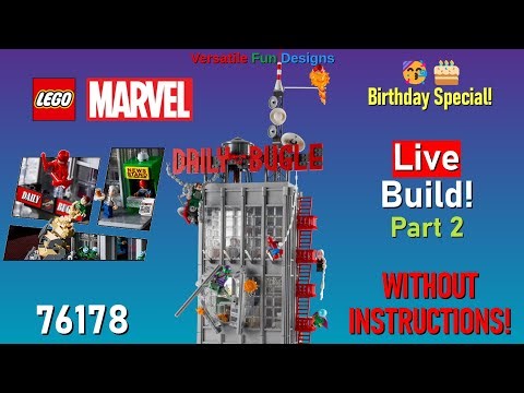 🥳🎂 Birthday 2025 Special! LEGO Marvel Daily Bugle 76178 LIVE Build WITHOUT INSTRUCTIONS! Part 2.2