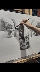 Anatomy study using watercolor by artist Little V (Douyin) — a striking exploration of skull structure rendered with fluid washes and controlled tonal values. The transparency of watercolor enhances the depth and form, allowing light and shadow to define anatomy with precision and subtlety. Artist: Little V (Douyin) #watercolorart #anatomystudy #skullart #figurativeart #artstudy | Watercolor Masters