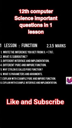 💯 𝟭𝟮𝘁𝗵 𝗰𝗼𝗺𝗽𝘂𝘁𝗲𝗿 𝘀𝗰𝗶𝗲𝗻𝗰𝗲 𝗶𝗺𝗽𝗼𝗿𝘁𝗮𝗻𝘁 𝗾𝘂𝗲𝘀𝘁𝗶𝗼𝗻𝘀 𝗶𝗻 𝟭 𝗹𝗲𝘀𝘀𝗼𝗻 💥#shorts#publicexam2026