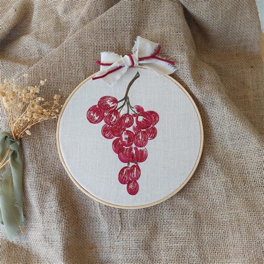 Grape Embroidery Hoop Art, 6 Inch Fruit Embroidery, Kitchen Wall Decor, Wine Lover Gift, Rustic Cottagecore Decor - Etsy