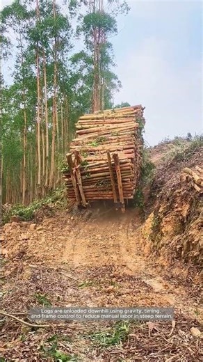 Controlled Timber Unloading on a Steep Forest Road