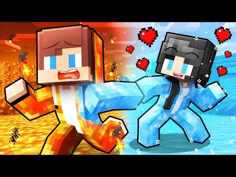 The LAVA JJ escapes from the ICE Girls in love in the Lava World - Maizen Minecraft Animation