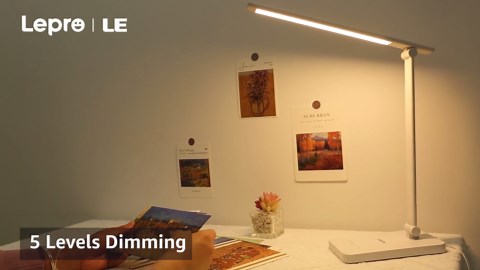 Lepro LED Desk Lamp Touch Control Metal Desk Light 9.5W 800lm 3 Color Modes 5 Brightness Levels Dimmable Home Office Desktop Lamp for Reading, Studying, Nail, College Dorm, White