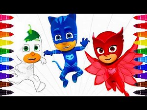 Coloring Video with PJ Masks: Owlette, Catboy, and Team Art Fun!