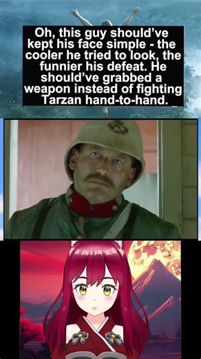 He should've grabbed a weapon instead of fighting Tarzan hand to hand