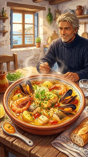 This French Fish Stew Took 3 Bowls to Perfect #bouillabaisse #seafoodstew #cookingasmr #foodanime