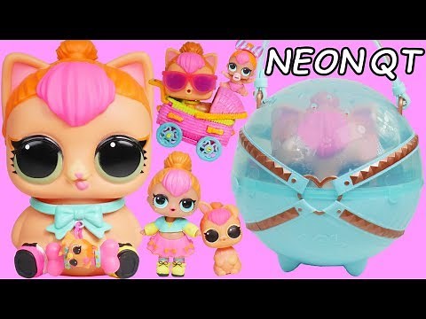 NEON QT BIGGIE PET LOL Surprise Dolls with Unicorn Family Dream House