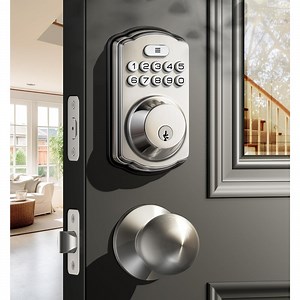 Veise Keyless Entry Door Lock with Knobs, Electronic Backlit Keypad Deadbolt with Handle Set, Auto Lock, Easy Installation, Satin Nickel
