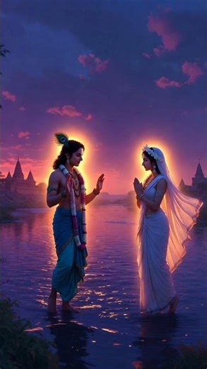 “Radha Krishna Ki Aesthetic Mohabbat 🌸💙 3D Look #Radha #Krishna”