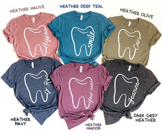 Custom Dentist Shirt - Personalized Tooth Design Tee for Dental Assistant, Higientist & Dental Office Staff - Etsy