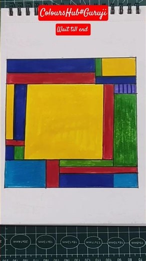 Easy Colourful Square drawing#art #youtubeshorts #ColoursHub#Guruji
