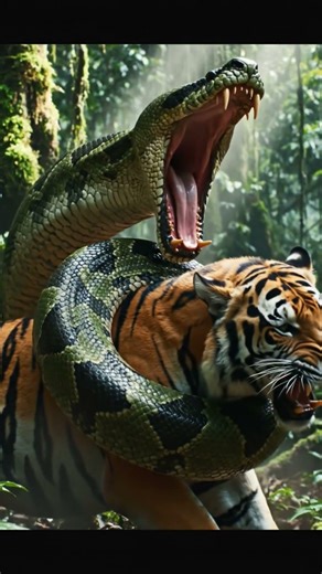anakanda snake eat a tiger #viral #video #nature #snake #anime #india