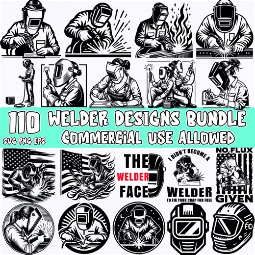 Welder Bundle Svg Welding Clipart for Crafters | Welder Vector Art for T-shirts, Decals & DIY Projects | Commercial Use, Digital Download - Etsy