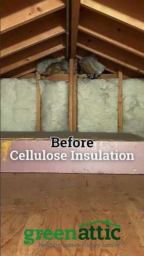 before and after of our cellulose insulation
