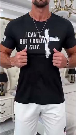 Mens Christian Tshirt I Can't But I Know A Guy Cross Short Sleeve T-shirt