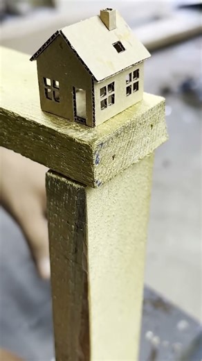 #wood shelf built for model house built out of cardboard #mini dollhouse buildings